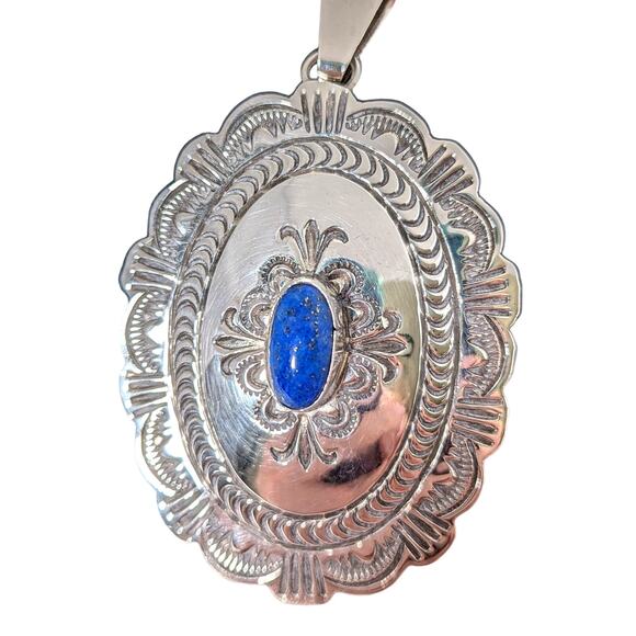 Silver and Blue Pendant Necklace - Picture 2 of 9